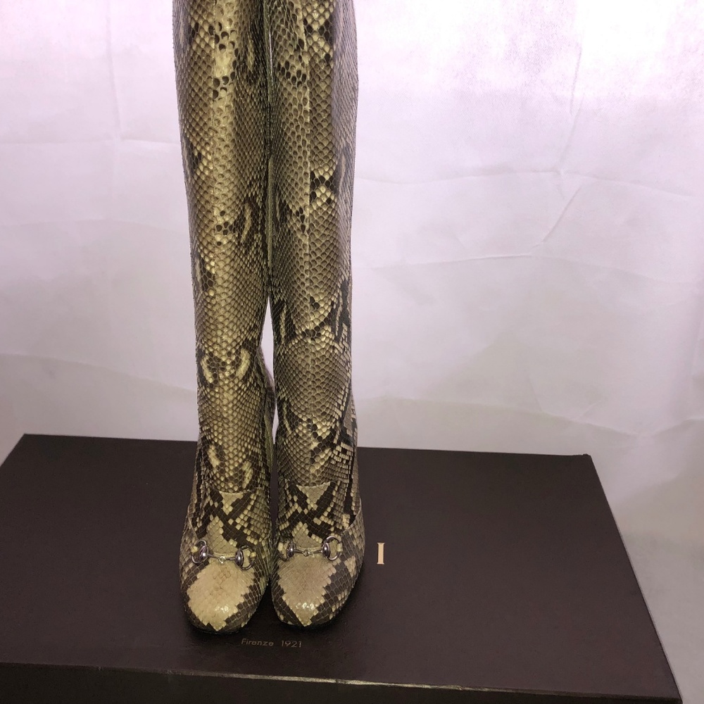 Gucci Python Horsebit High Boots